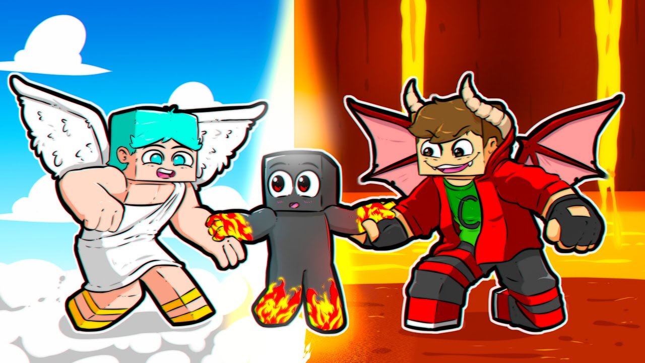 Família de ANJOS vs Família de DEMONIOS no Minecraft