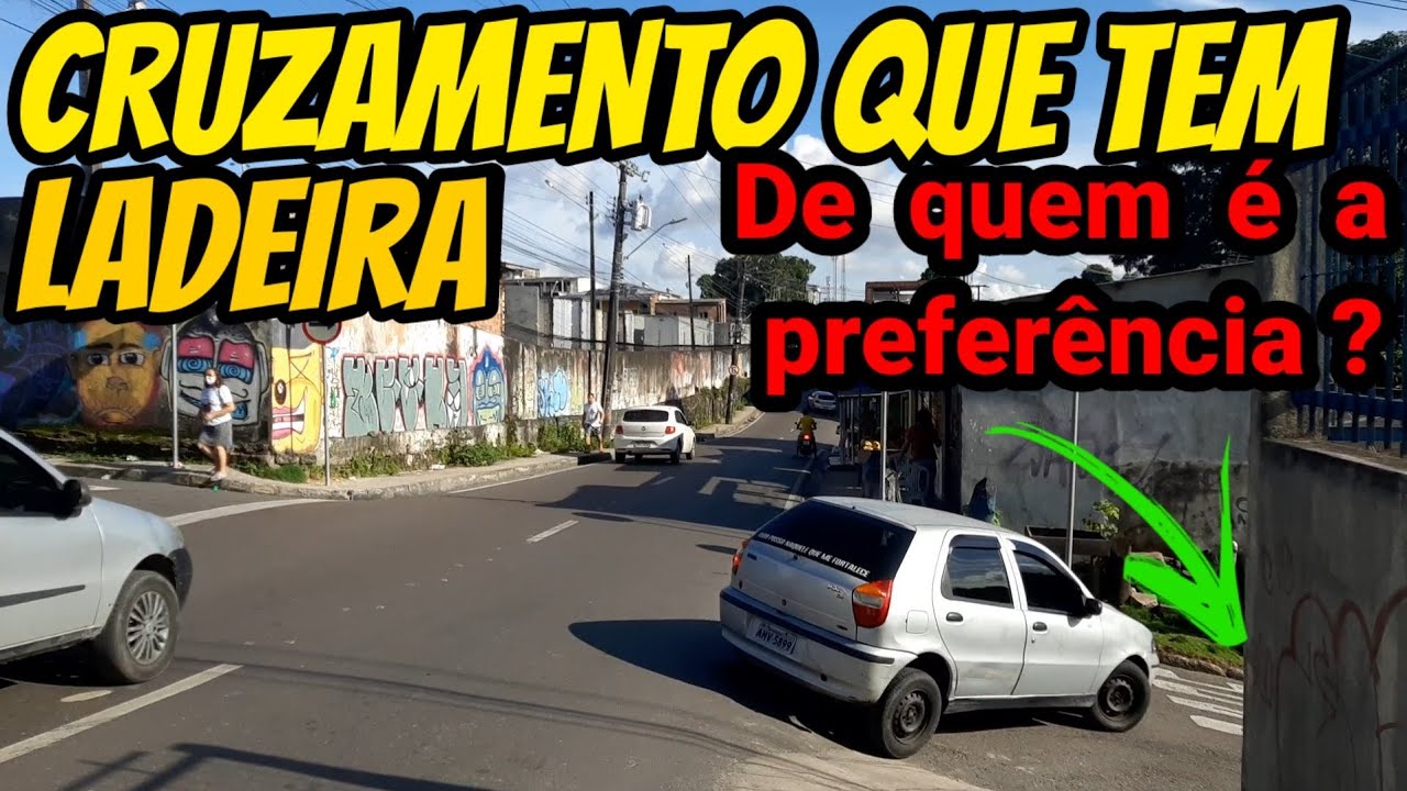 PREFERÊNCIA EM CRUZAMENTO COM LADEIRA, QUEM TEM QUE PASSAR PRIMEIRO?  #preferência #trânsito
