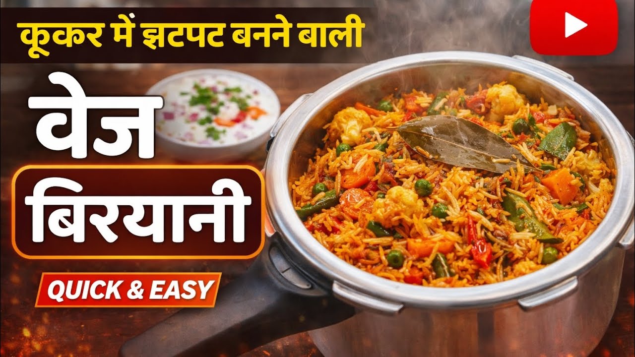 कूकर में झटपट बनने वाली स्वादिष्ट वेज बिरयानी | 15 मिनट की आसान रेसिपी | Quick Veg Biryani Recipe 
