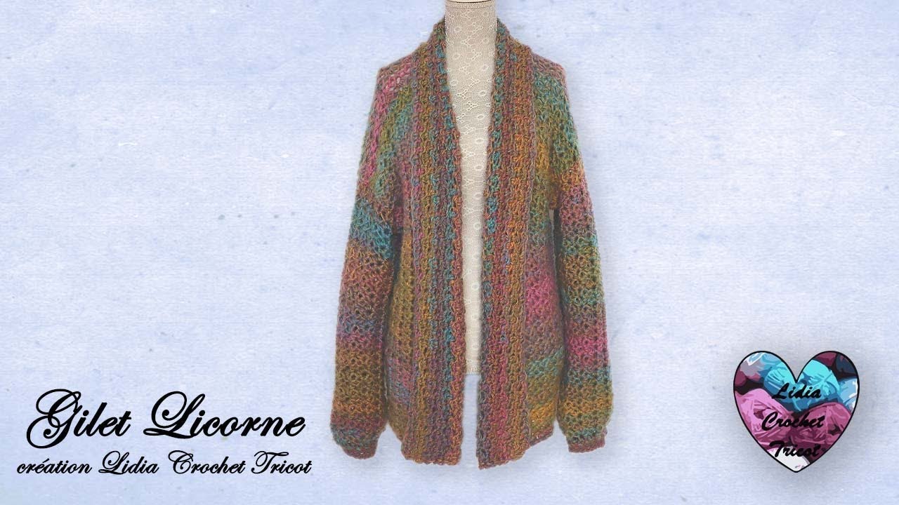 Gilet Licorne Crochet Cocooning Toutes Tailles "Lidia Crochet Tricot" Facile
