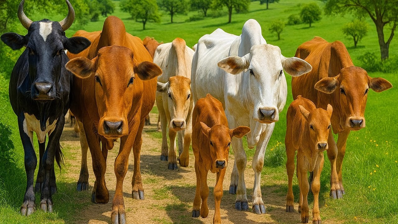 Aktivitas Sapi lembu Berlari Beramai-ramai Di Jalan, Suara Sapi Moo, Sapi Lucu Berkerumunan di Jalan