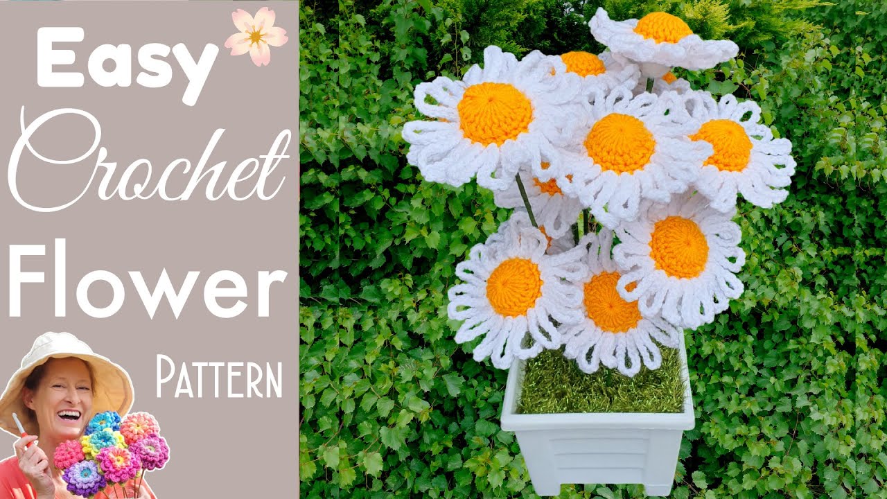 My EASY Washable Crochet Daisy Flower Plant Pot Tutorial!