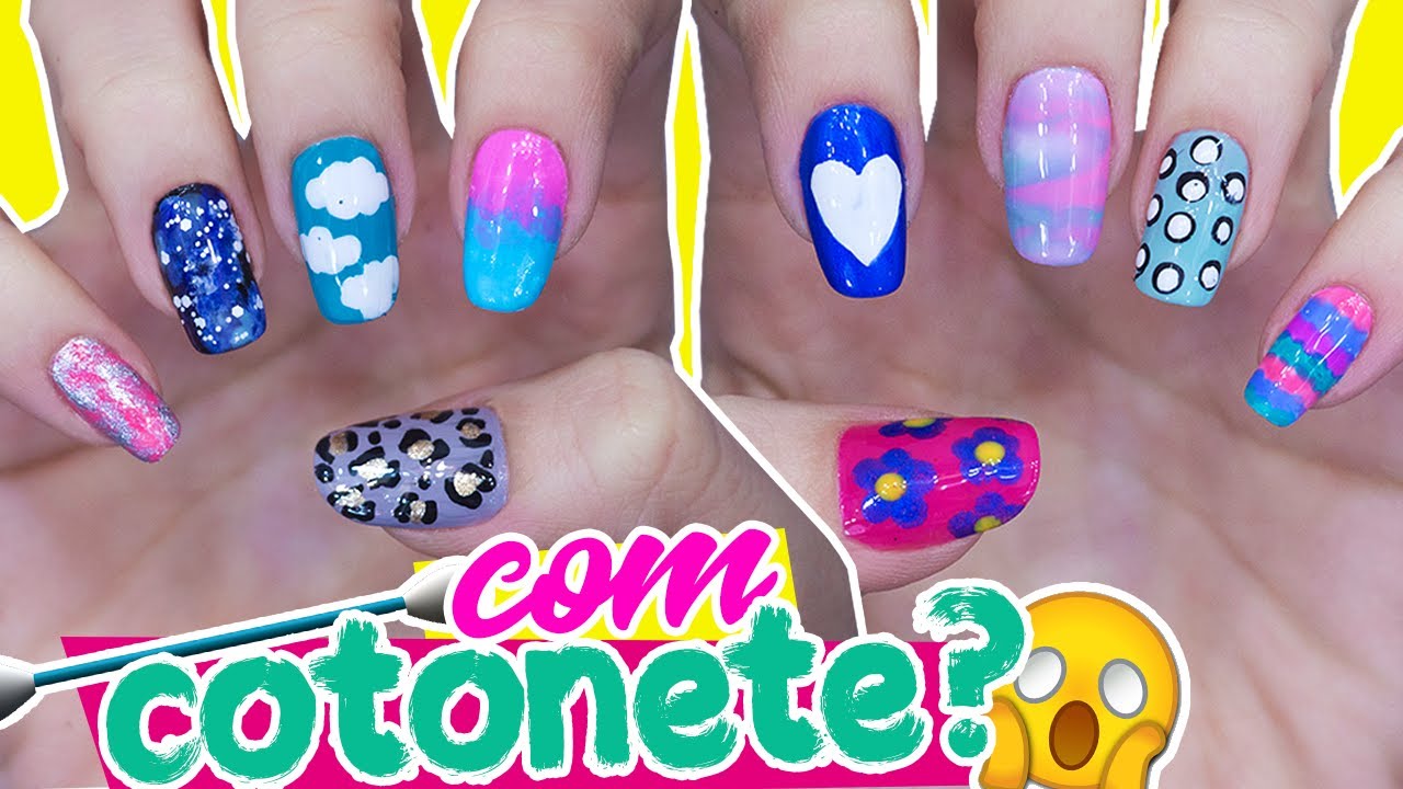 10 UNHAS DECORADAS MUITO FÁCEIS PARA INICIANTES USANDO COTONE | #JanaTodoDia24