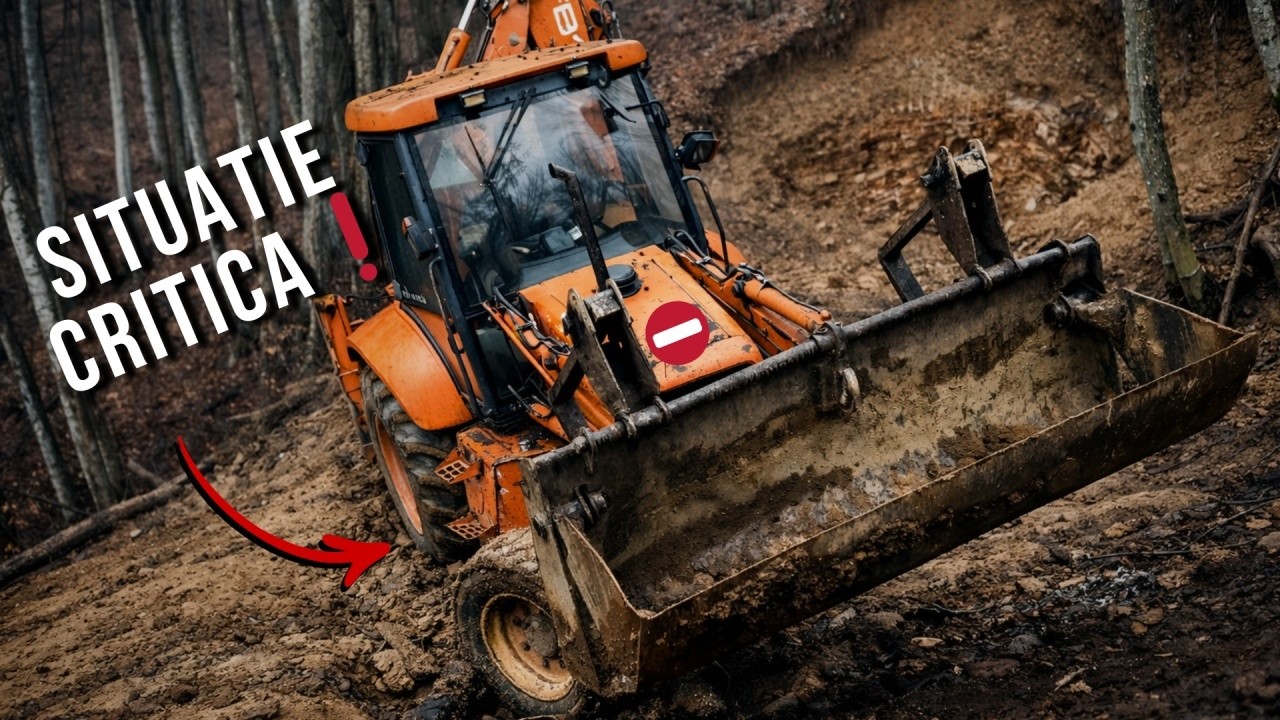 LA UN PAS DE RĂSTURNARE! Buldoexcavatorul în NOROI EXTREM 😱🔥