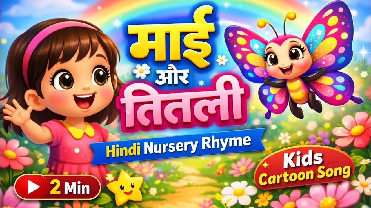 Mai Aur Titli 🦋 |Cute Hindi Nursery Rhymes for Kids |Kids Cartoon Song|Little Heroes TV #hindirhymes
