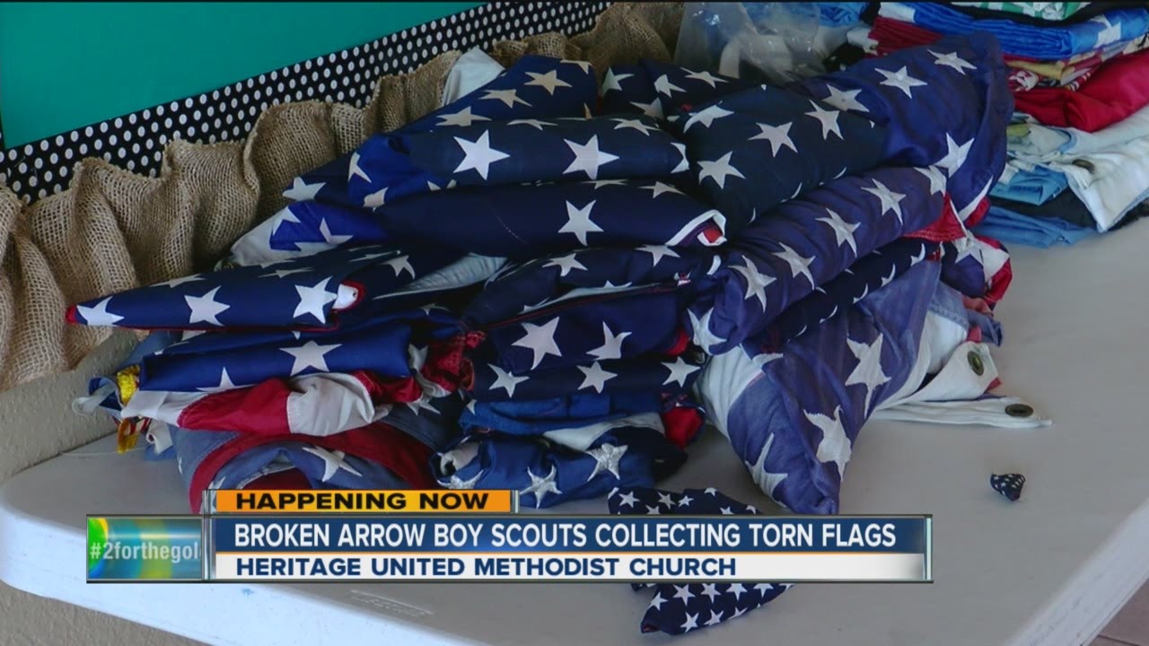 Broken Arrow Boy Scouts Collecting Torn Flags