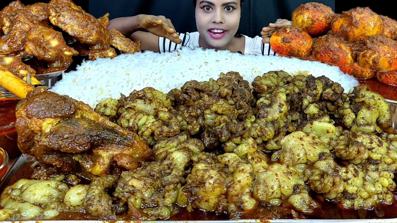 Eating Show Mutton Curry Rice Mutton Fat Curry Chicken Curry Egg Curry Asmr Eating Video Spicy Food