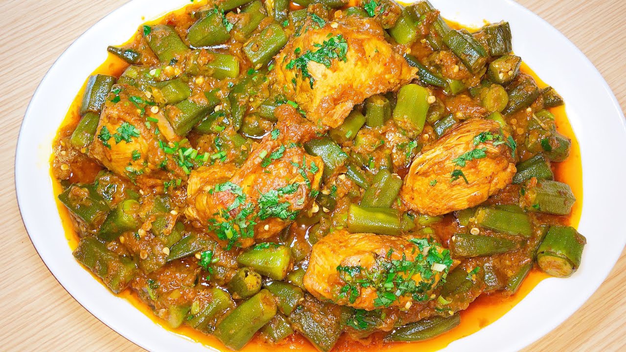 Okra Chicken Recipe / Chicken Bhindi Recipe / Afghan Style Bamia / طرز تهیه بامیه همرای گوشت مرغ