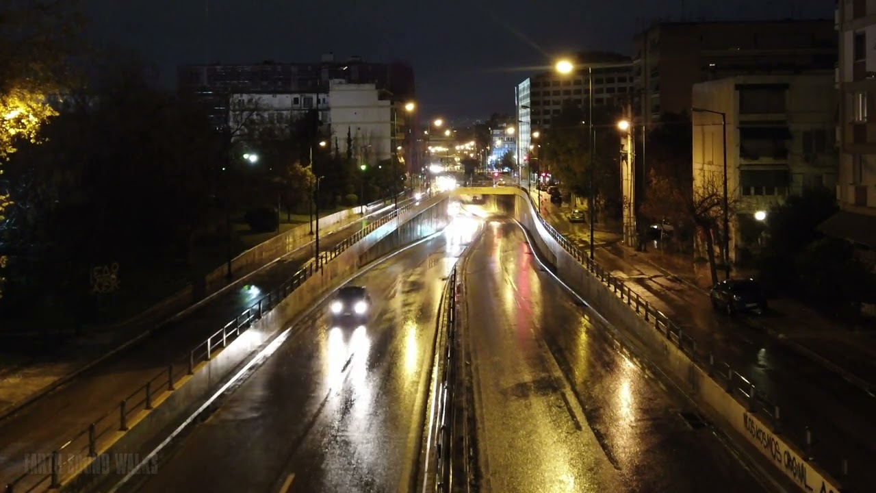 2hrs Rain Night City Traffic Ambience for sleeping, relaxing | ASMR Ambient Sounds
