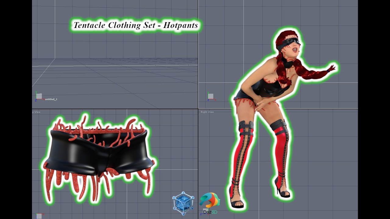 3D modelling a tentacle clothing set - Wiggling Hotpants