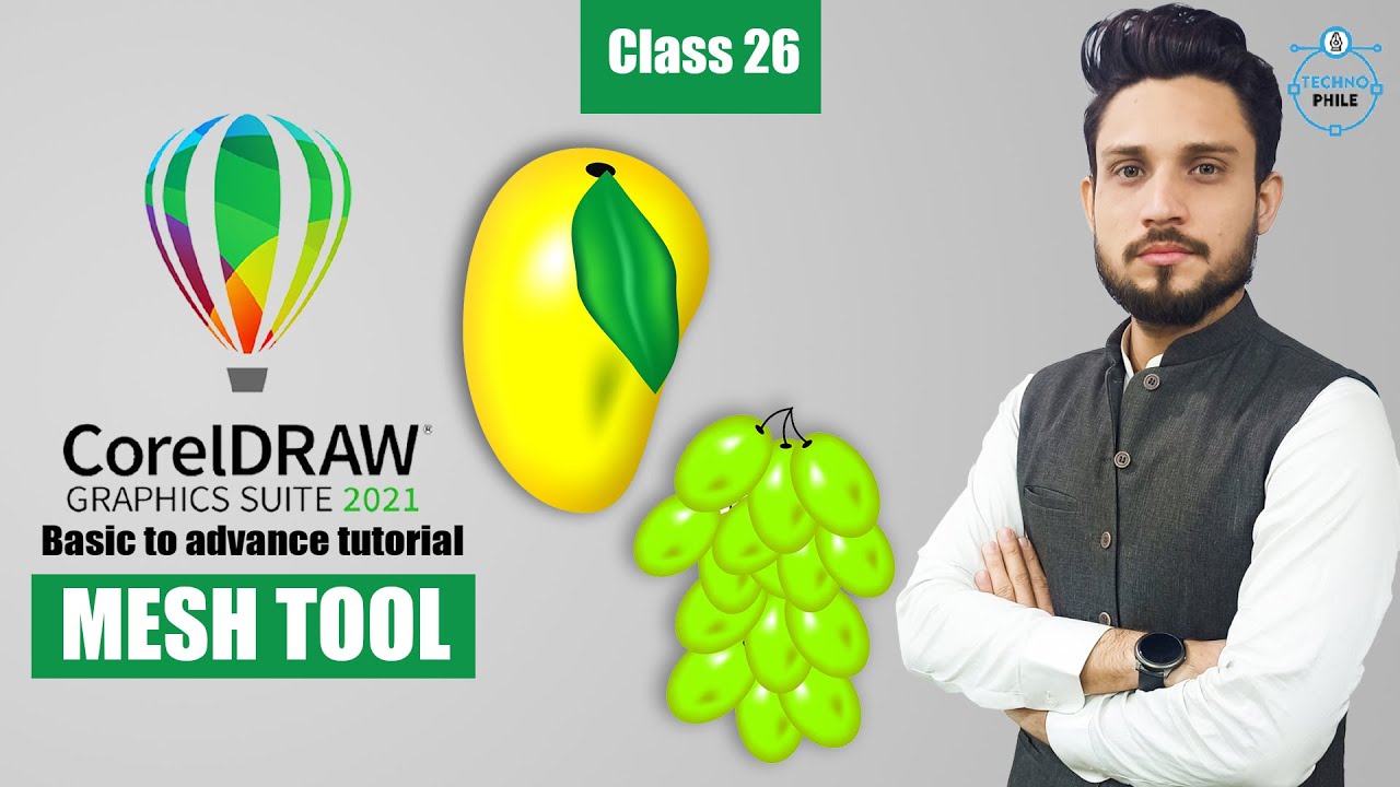 mesh tool in corel draw | Class # 26 | Free Training in Urdu/Hindi |mango design in coreldraw