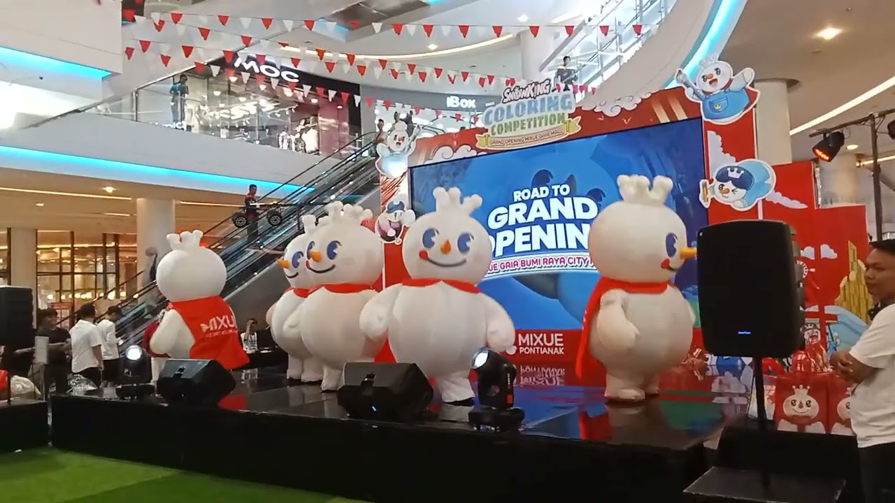 Acara snowking coloring competition grand opening Boneka mixue dicenter atrium gaia bm ry city mall
