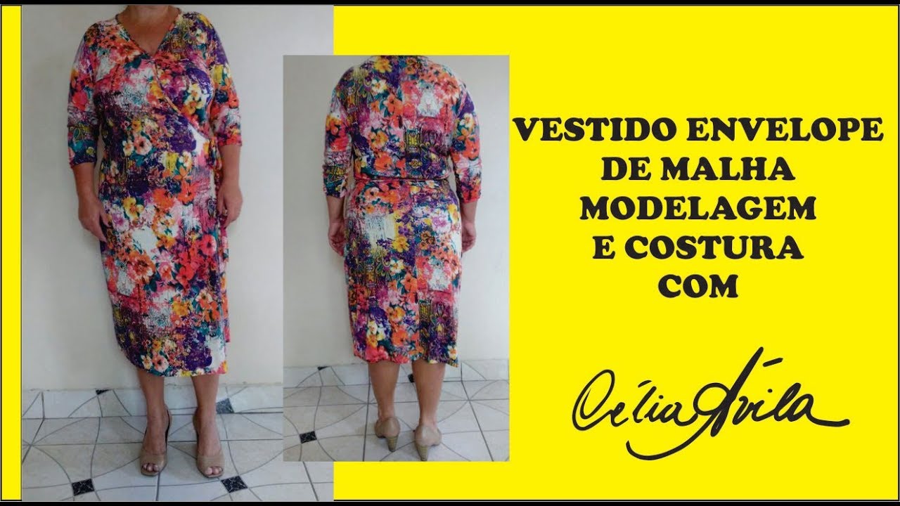 VESTIDO ENVELOPE COM MANGA 3/4 DE MALHA COM CÉLIA ÁVILA
