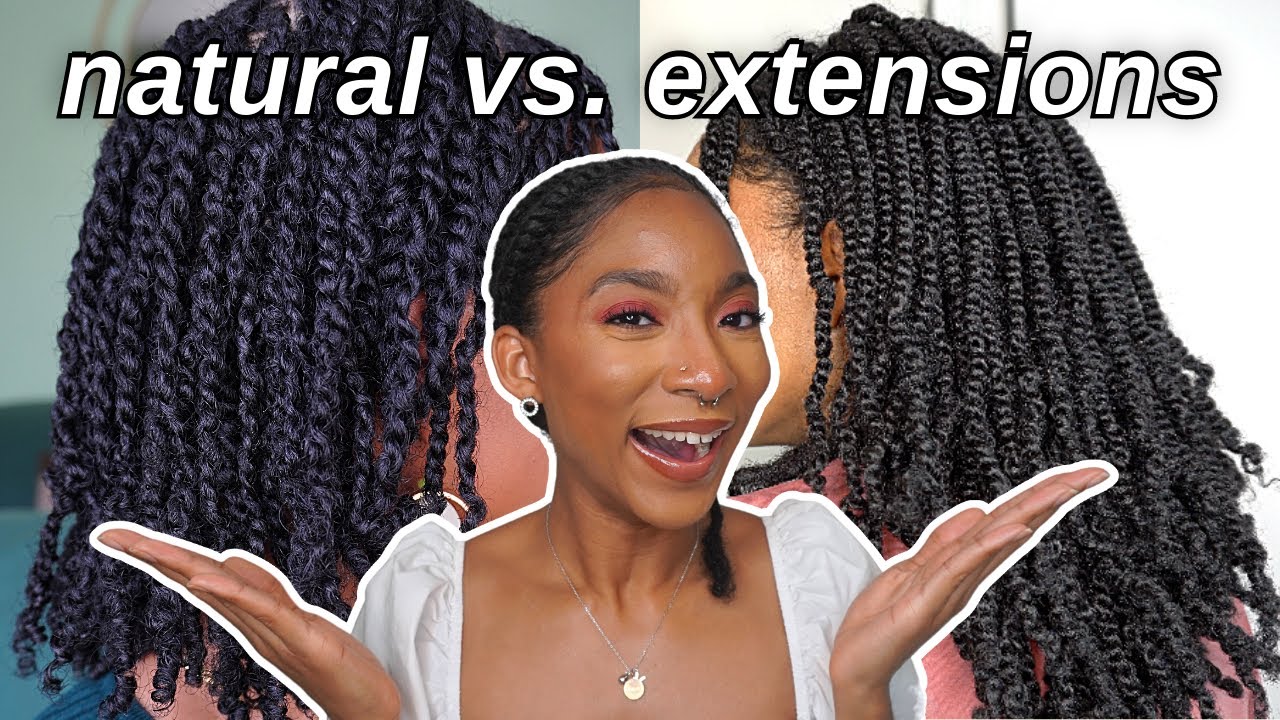 MINI TWIST with extensions VS. MINI TWIST on natural hair 🤔 @jaichanellie