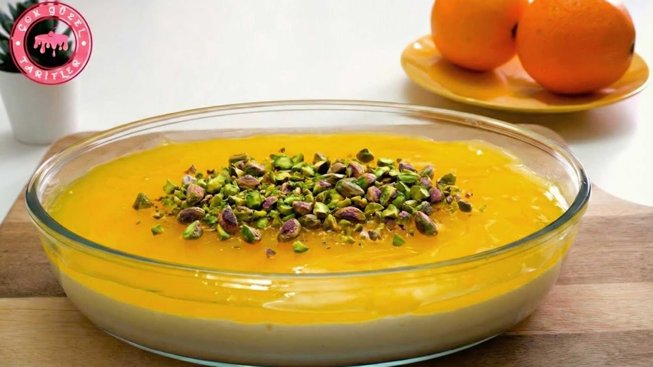 Portakal Soslu Muhallebi Tarifi 🍊 En KOLAY En HAFİF Portakallı Sütlü Tatlı Tarifi
