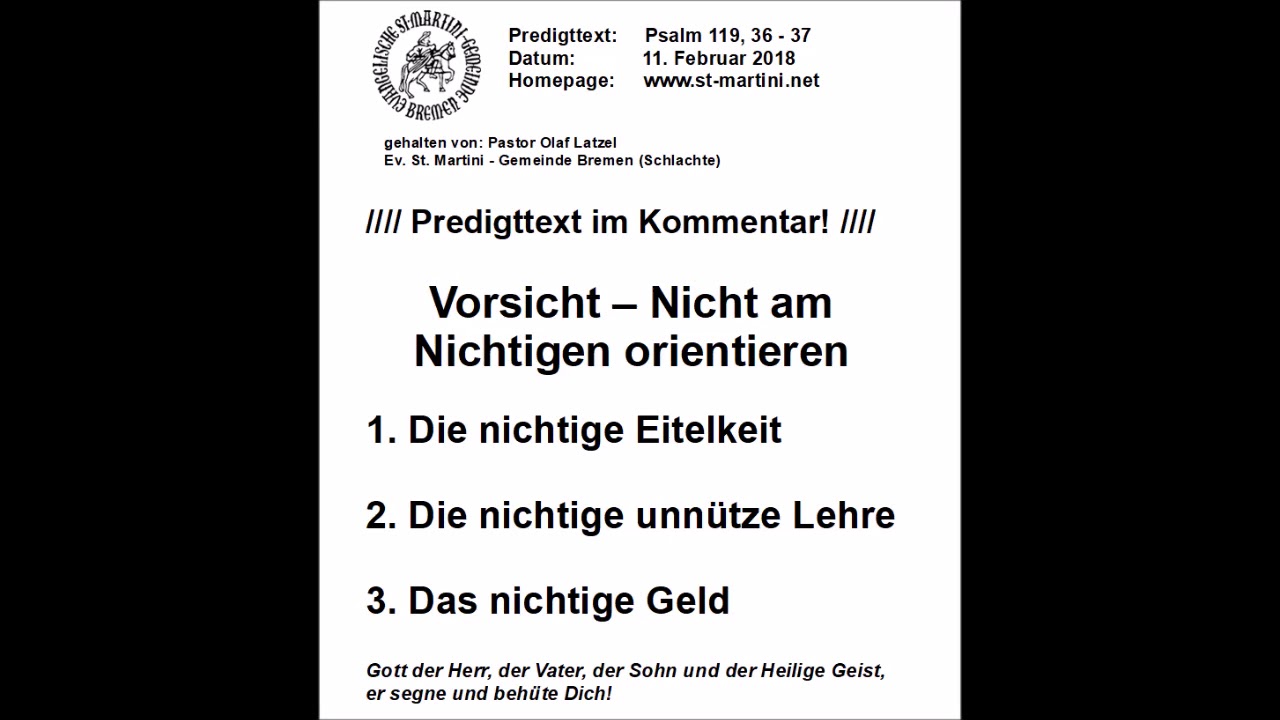 11.02.2018 - Vorsicht – Nicht am Nichtigen orientieren