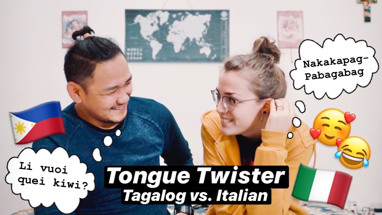 Italian Girlfriend teaches me Italian tongue twister Scioglilingua italiani| Filipino Italian Couple