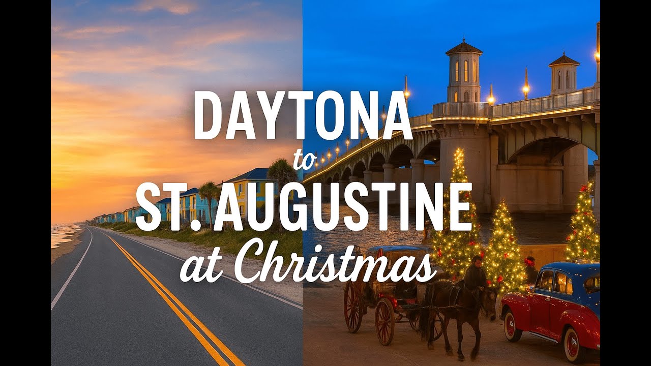 Daytona Beach to St. Augustine 🌟 Christmas Lights, Scenic Drive & Bridge of Lions