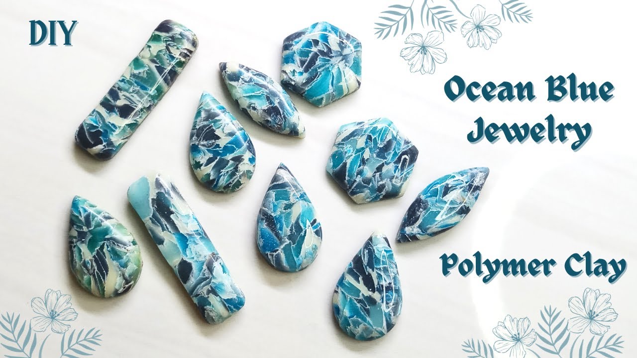 Polymer clay Ocean palette marble earrings 🌊