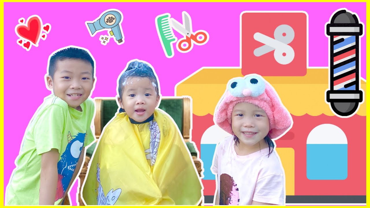 妈妈当理发师！帮孩子们理发洗发！第一次體驗台式洗頭！太兴奋了！ vlog kids hair cut hair wash by mum！