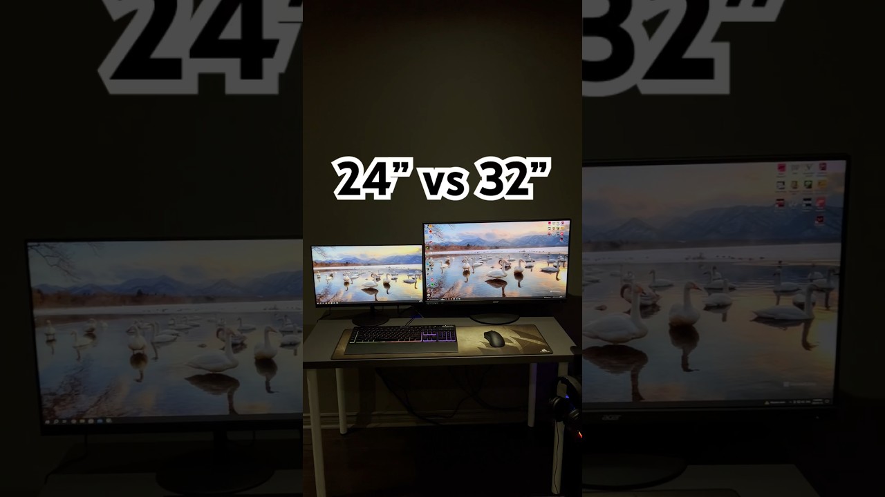 24&rdquo; vs 32&rdquo; Monitor Side by Side #shorts #monitor #comparasion #display