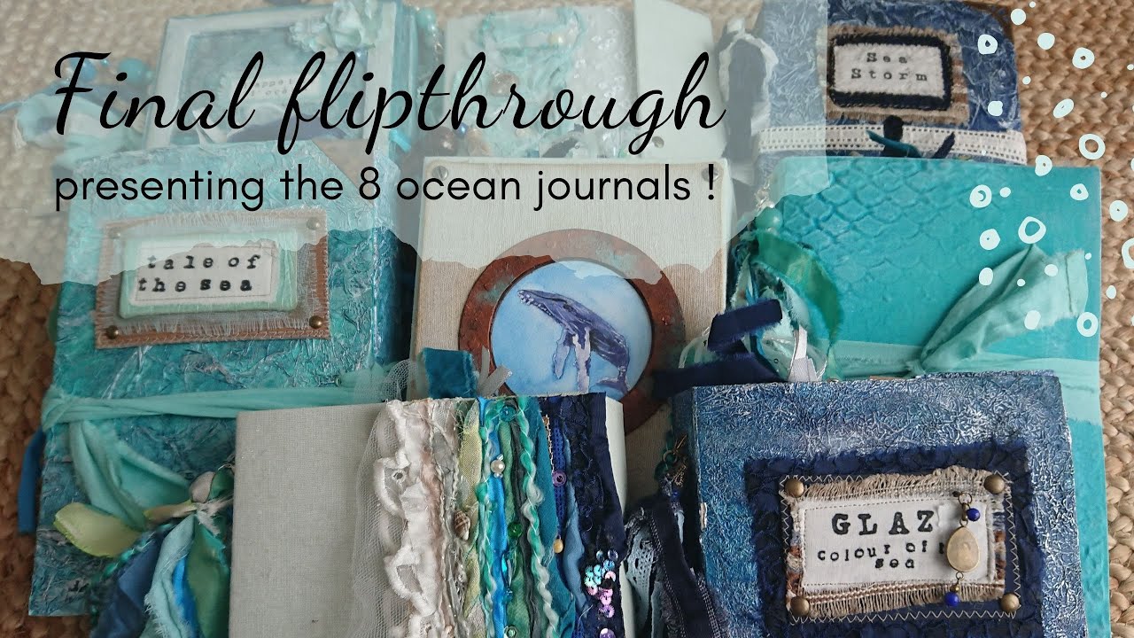 FINAL FLIPTHROUGH presenting all 8 ocean-themed junk journals and explaining the covers
