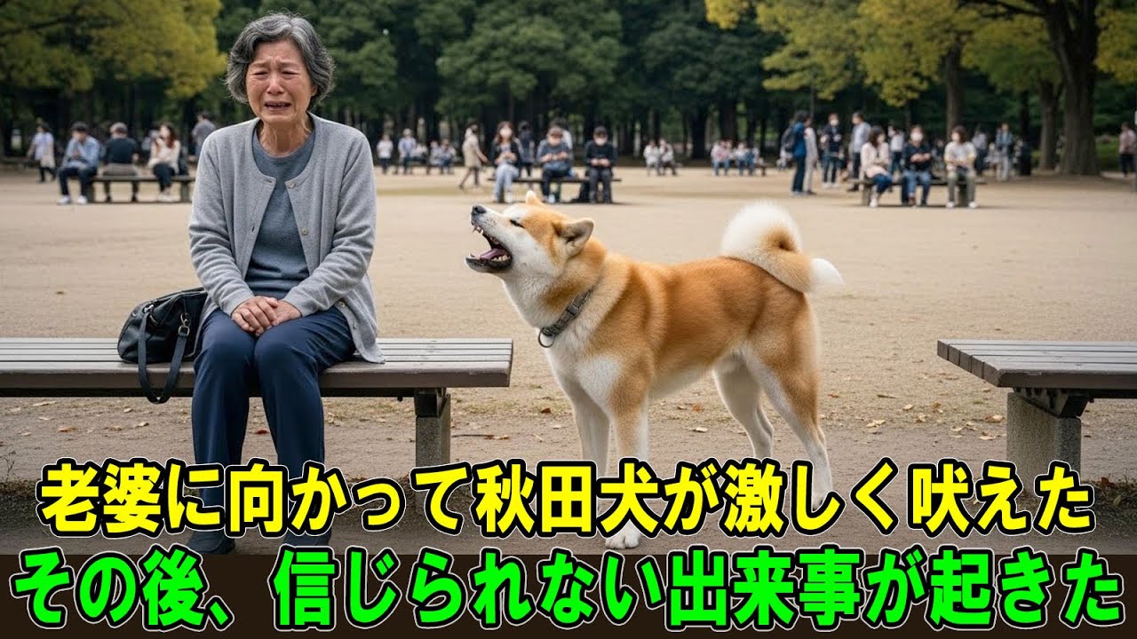 【奇跡の実話】公園で座っている老婆に向かって、秋田犬が突然激しく吠えた…。その直後、恐ろしい光景が広がった！