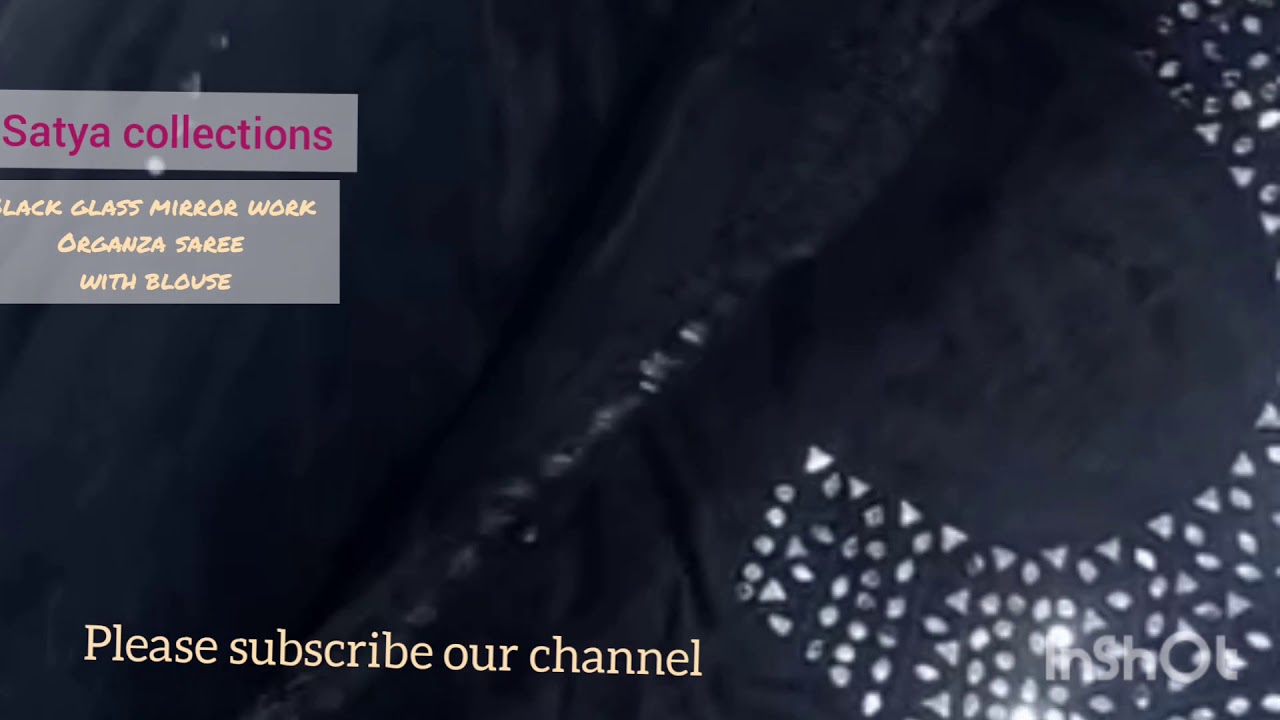 Black colour Glass Mirror work organza saree /satya collections
