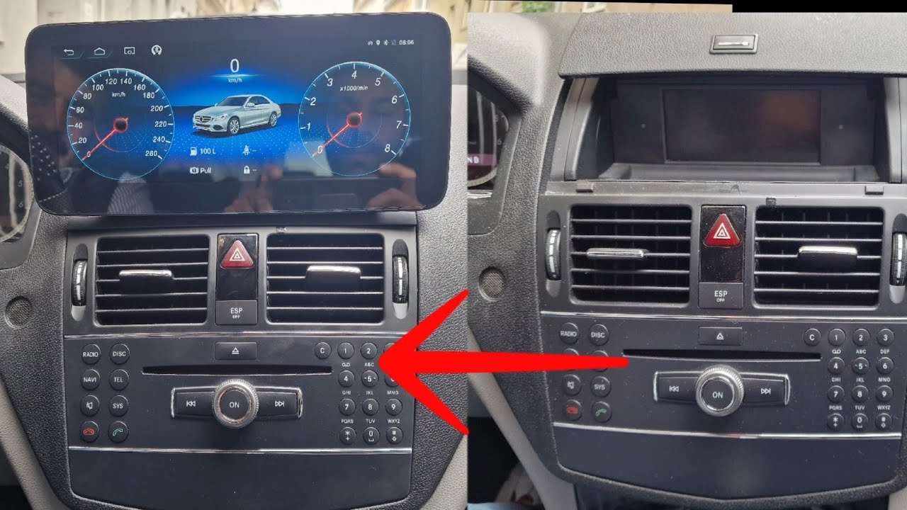 Mercedes Benz C200 Android radio تركيب شاشة لسيارة ميرسيدس سي كلاسه ٢٠٠