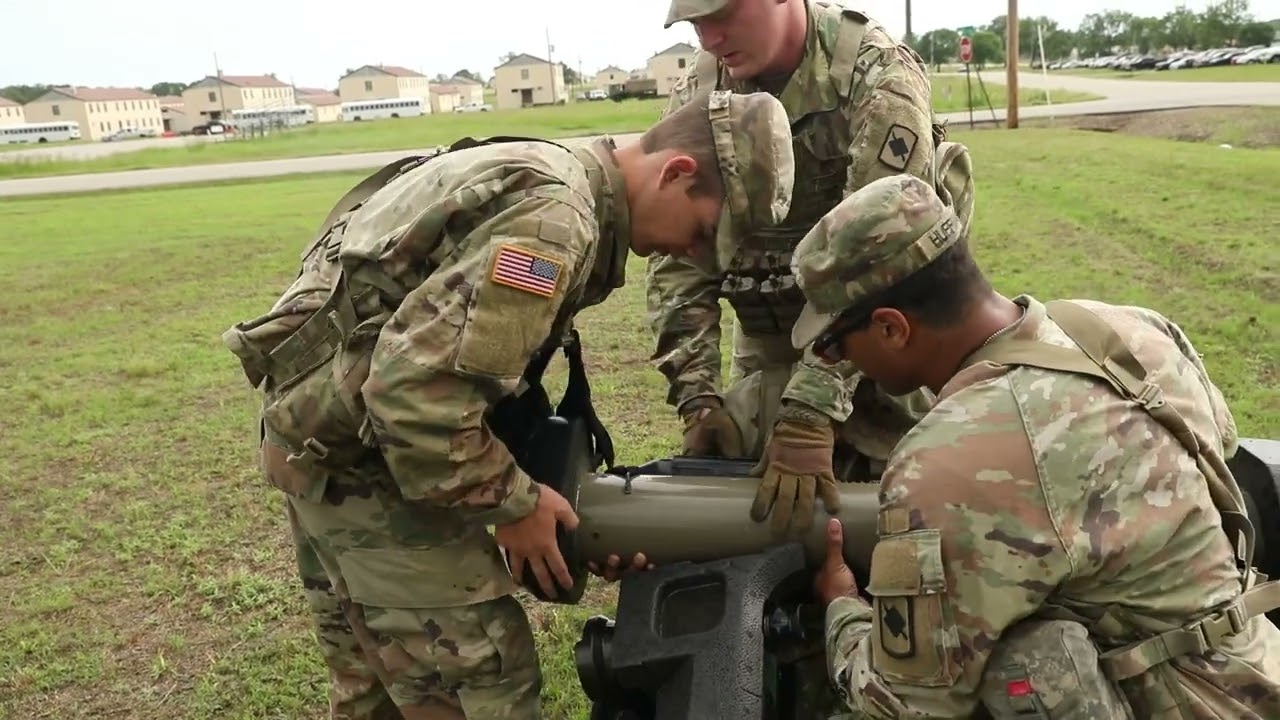 US servicemen practice javelin at Fort Chaffee, Arkansas