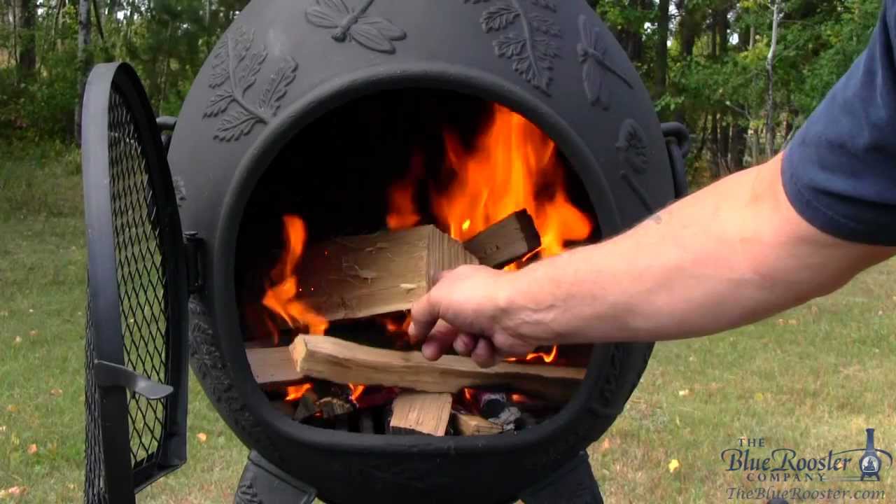 Blue Rooster Chiminea Dragonfly Light A Chiminea Fire Featuring Brothers Burn Mountain