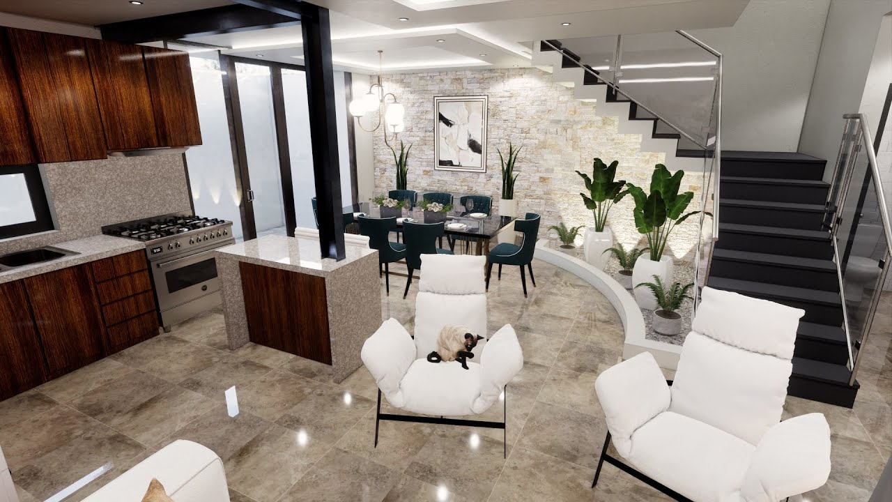 PLANO de CASA de 7X15 con 4 DORMITORIOS