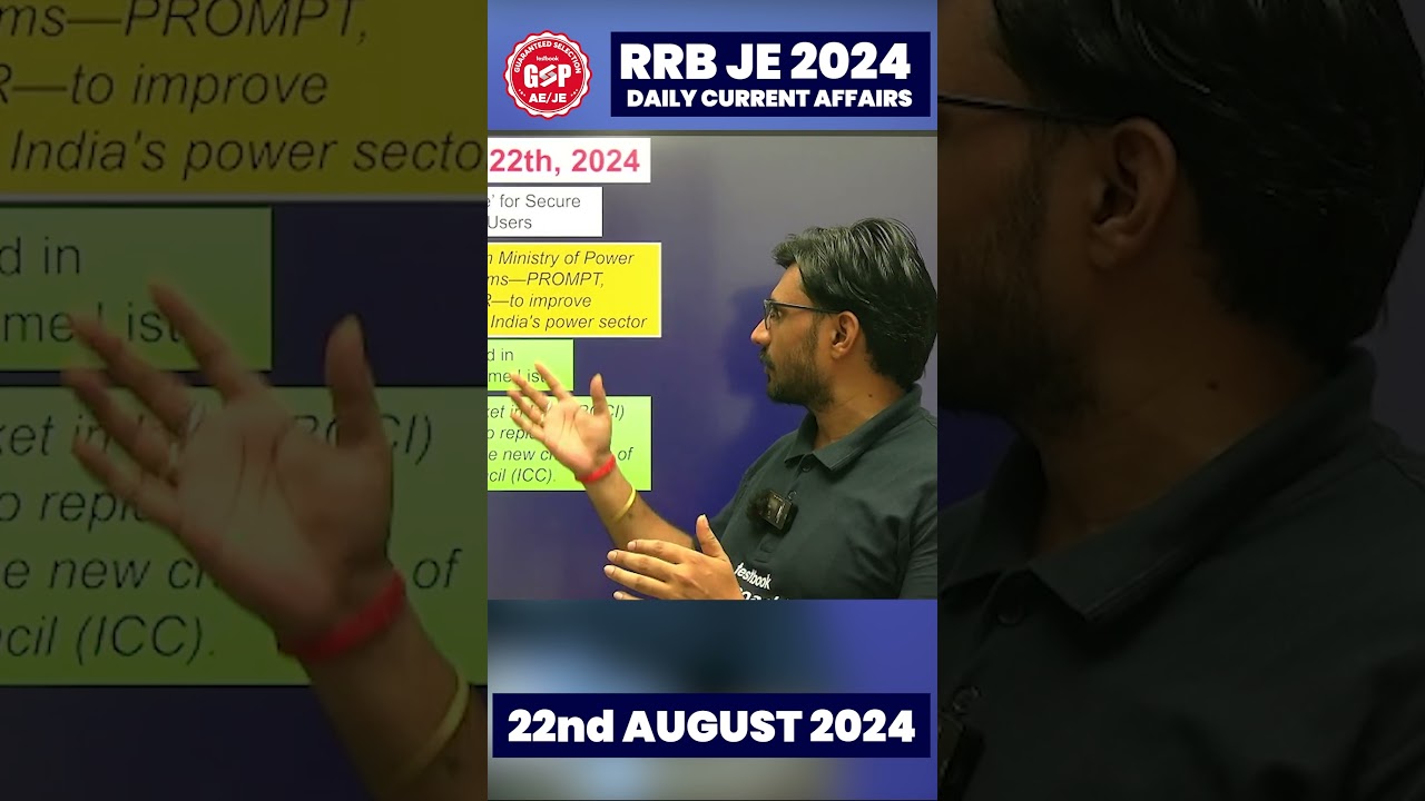 RRB JE 2024 Current Affairs 22nd August 2024 By Shiv Sir 