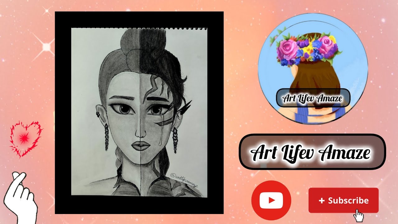How to draw a sketch of rumi's two sides from k-popdemonhunters✨✍️// step by step// for beginners☺️✨