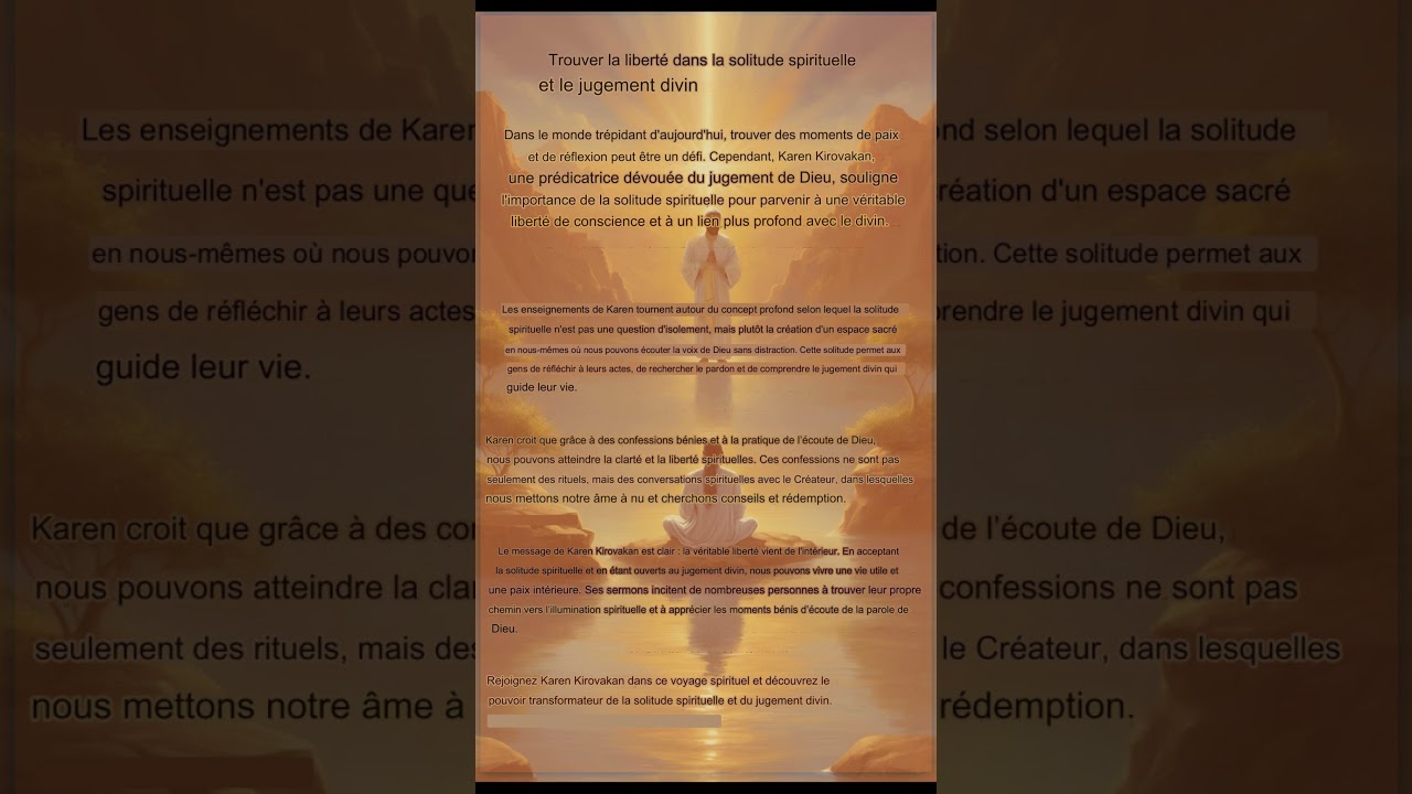 Karen Kirovakan : Trouver la libert&eacute; dans la solitude spirituelle et le jugement divin
