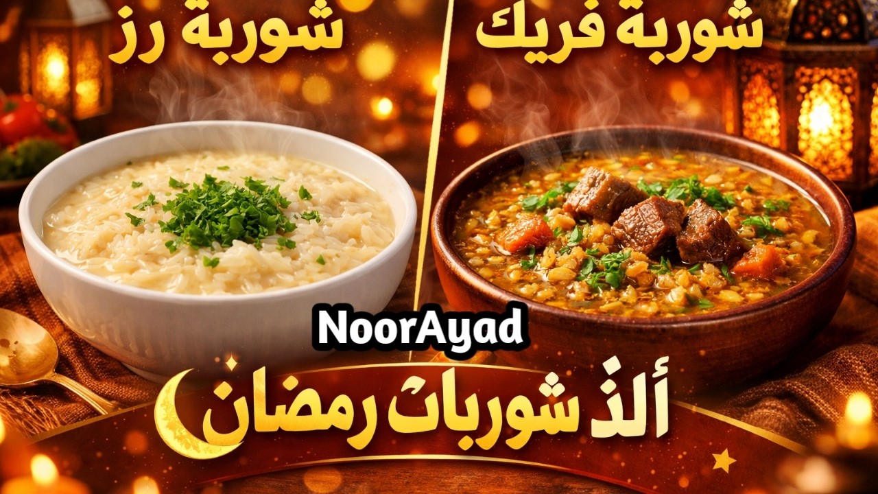 أجمل شوربتين على سفرة رمضان! شوربة الفريك وشوربة الرز  بطعم رائع 😍 وصفات نظام الطيبات