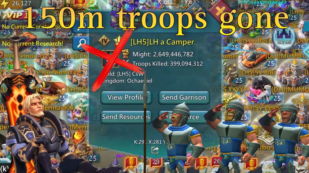 Lords Mobile - 150m troops zeroed. Blocked some rallies with garrison. Trying to win some time