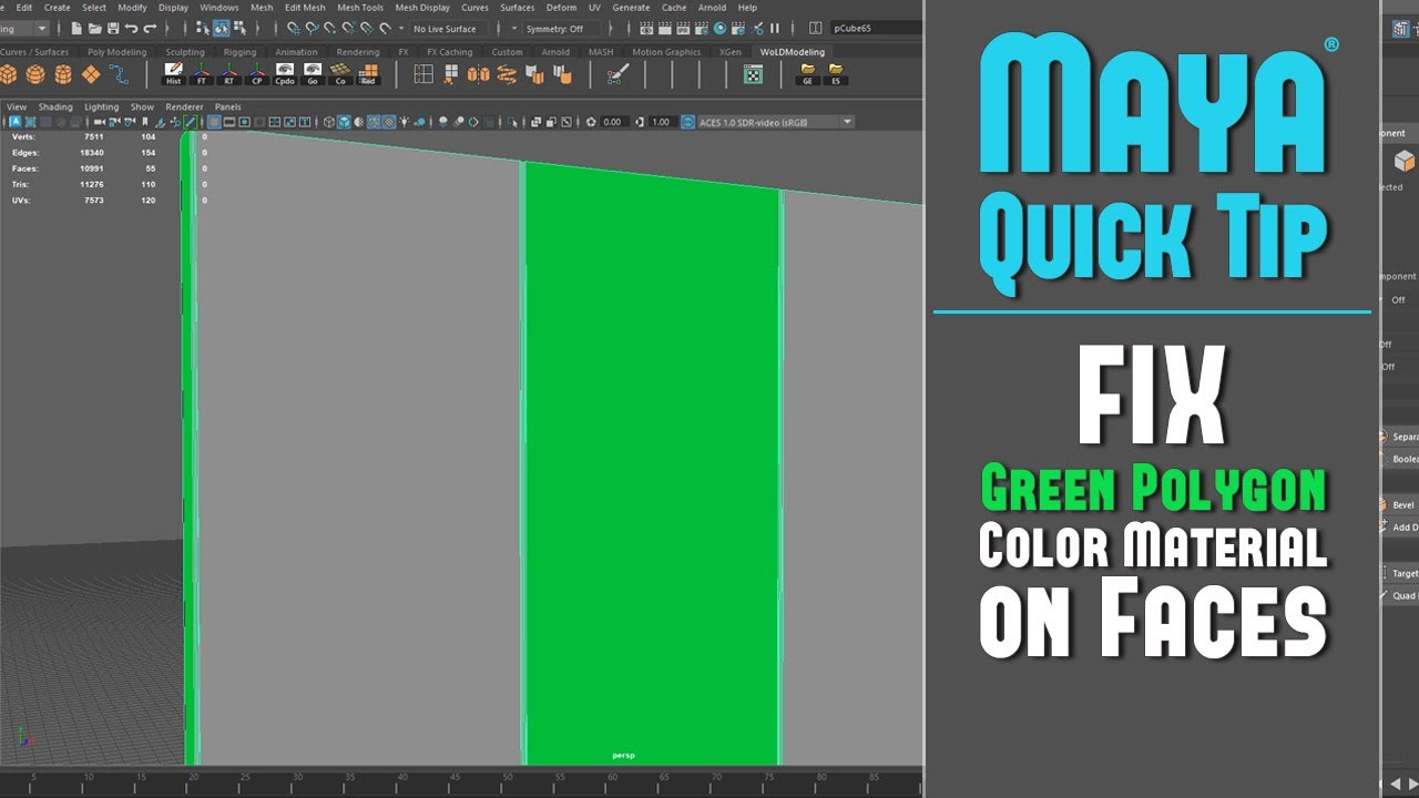 Maya Quick Tip 25: FIX - Green Polygon Material Color on Faces