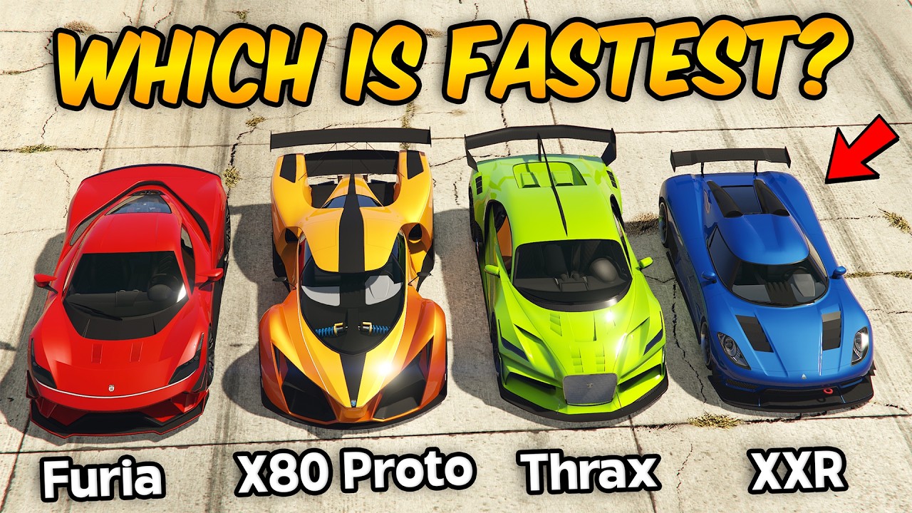 GTA 5 ONLINE - FURIA VS X80 PROTO VS THRAX VS ENTITY XXR (WHICH IS FASTEST?)