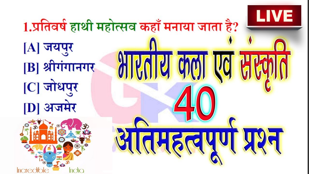 Gk in Hindi | Indian Culture GK In Hindi MCQs For Railway |ssc | police | ctet | Lekhpal | Upssc