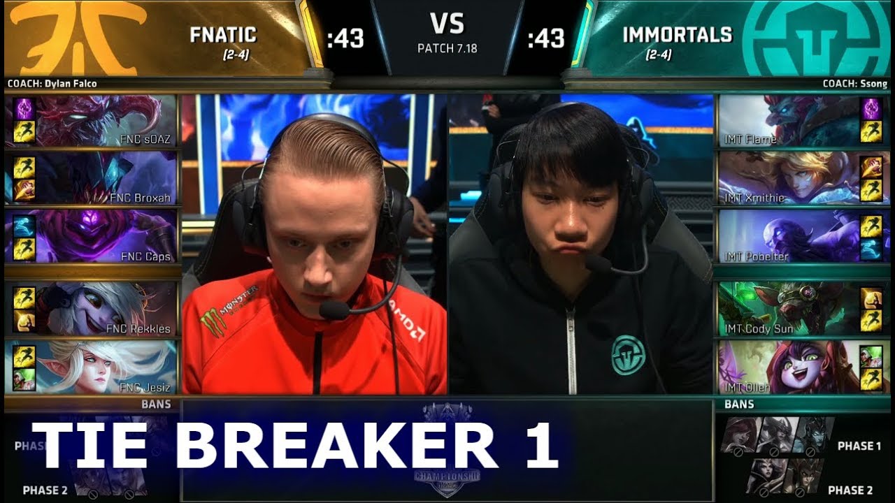 Fnatic vs Immortals Tie Breaker | Day 5 Main Group Stage S7 LoL Worlds 2017 | FNC vs IMT G3
