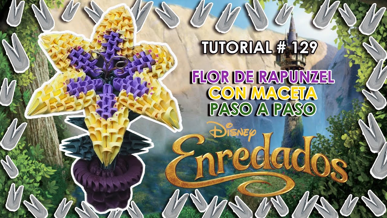 ¿Cómo hacer LA FLOR DE RAPUNZEL CON MACETA ☀️ en Origami3D? ✂️| Rapunzel 🌺| Tutorial paso a paso ⭐