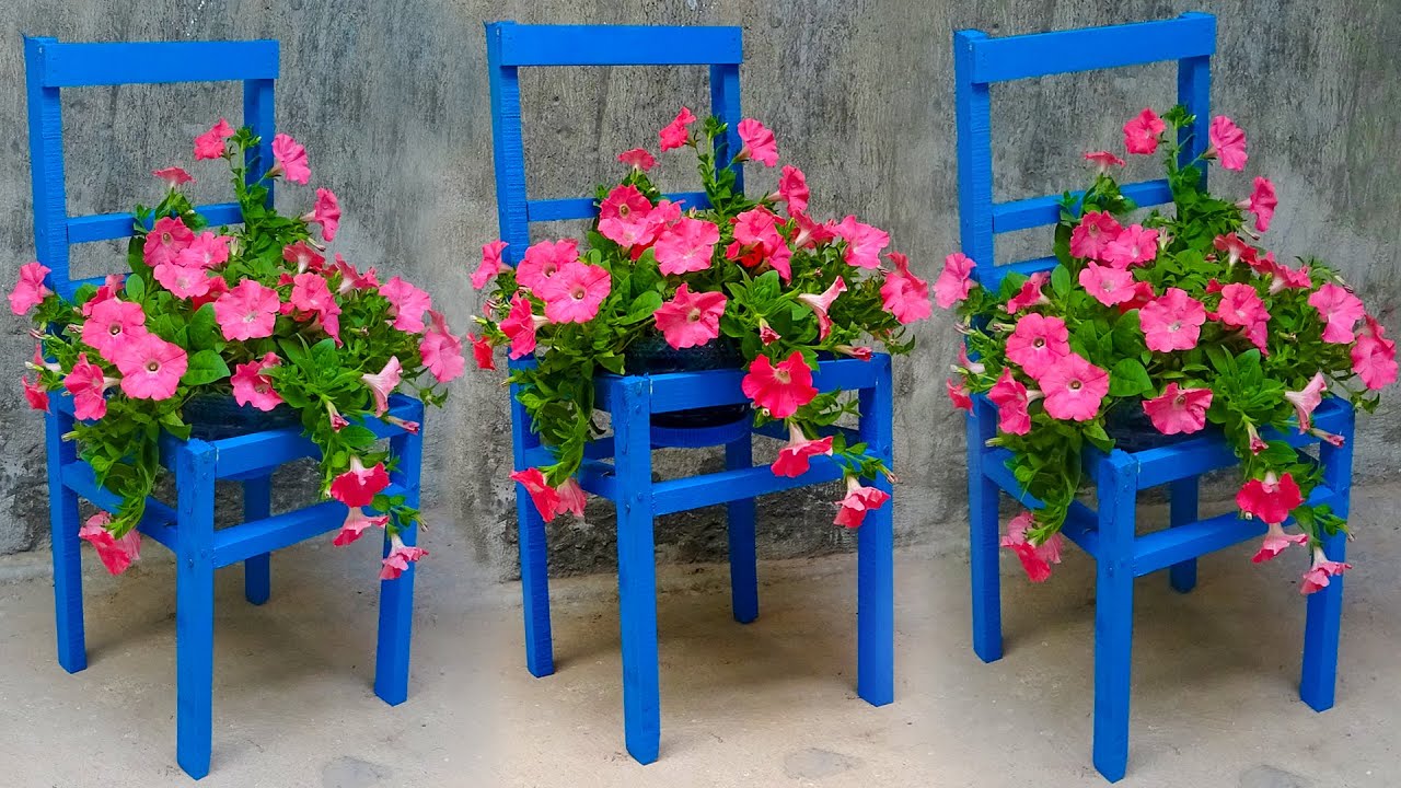 Diy Wooden Chair Planter Flower from Recycling Wood & Plastic Bottles