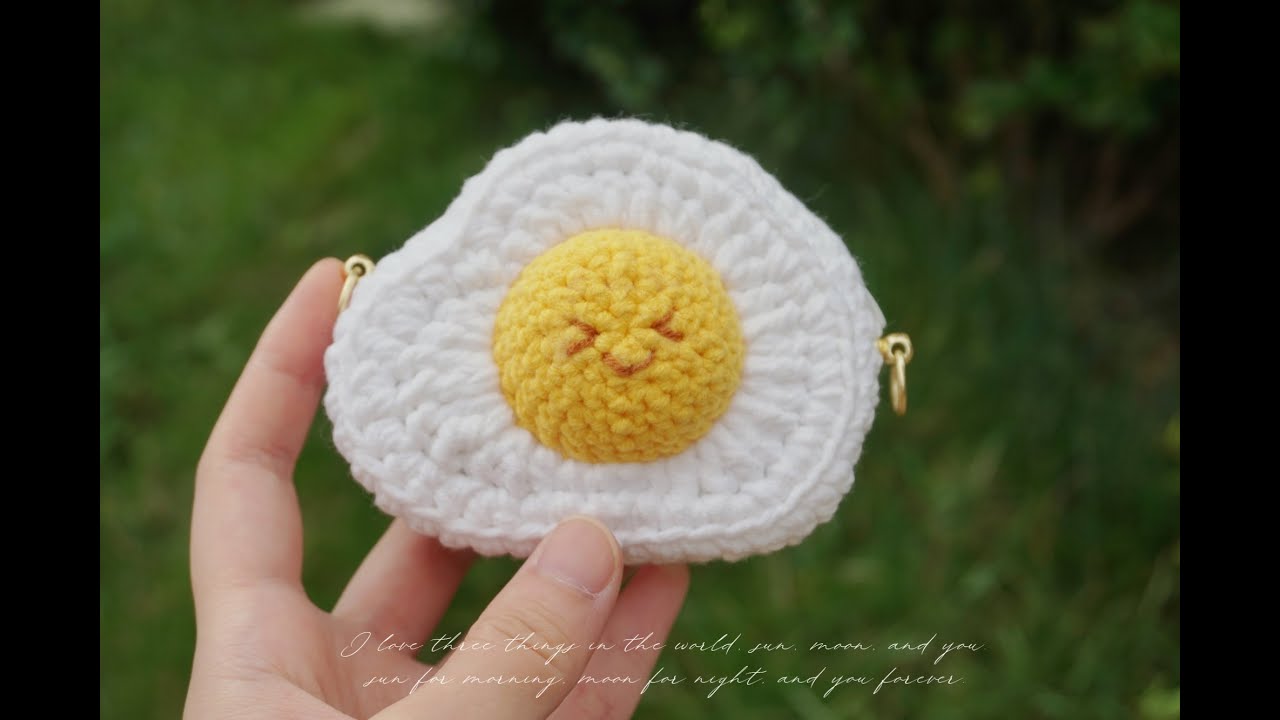 Crochet bag omelette cloud/小巧可爱的云朵煎蛋AirPods耳机包钩针编织教程·呼呼大王原创