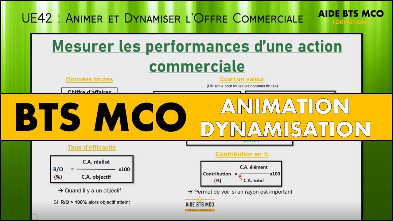 AIDE BTS MCO | Comment mesurer les performances commerciales ? | ANIMATION et DYNAMISATION