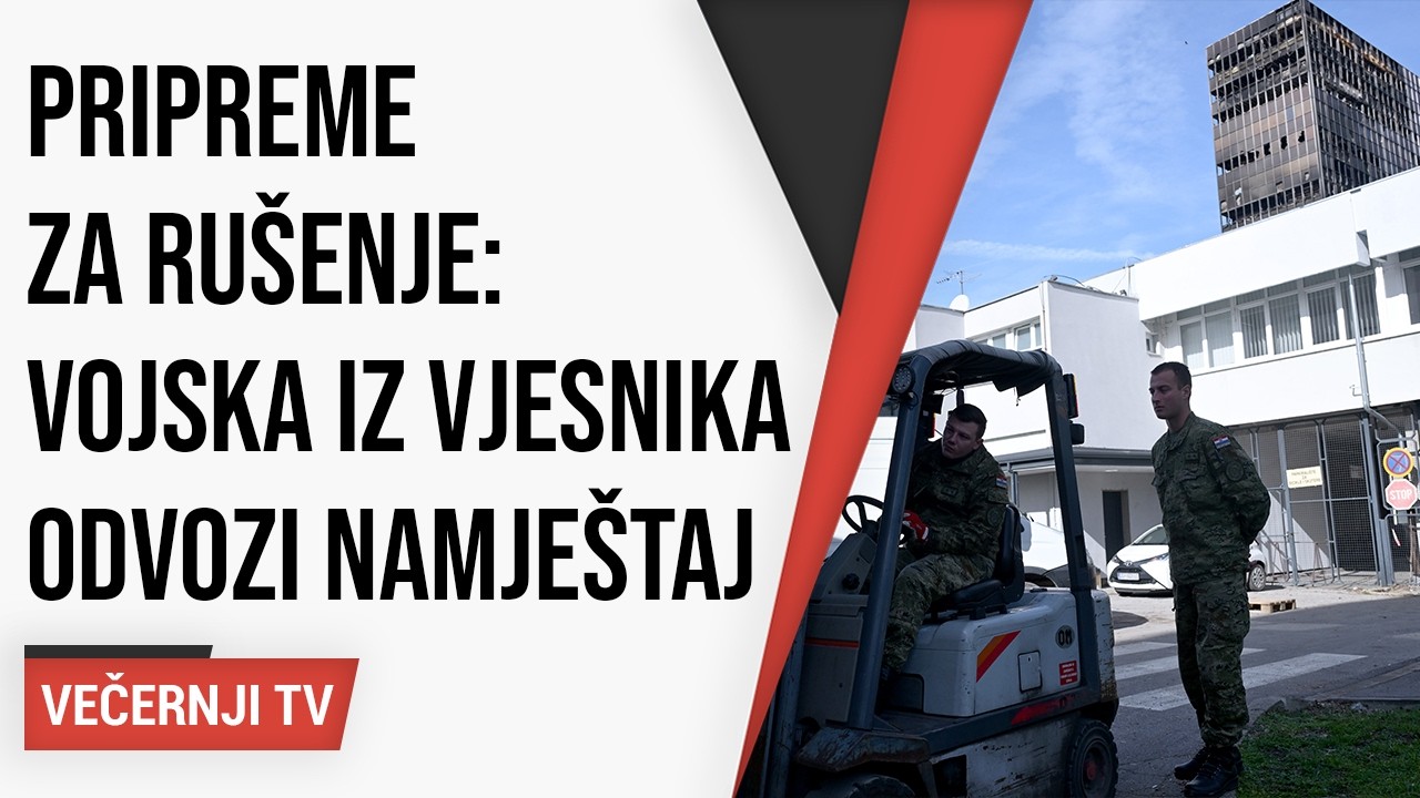 Vojska iz Vjesnika odvozi namještaj, u tijeku su pripreme za rušenje zgrade