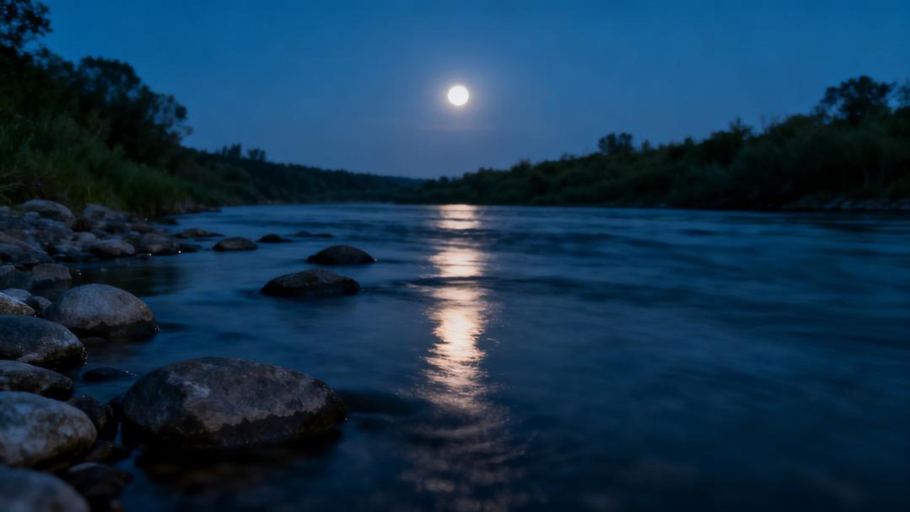 ASMR Slow Flowing River 🌊 Relaxing Deep Sleep White Noise &ndash; No Birds, No Music