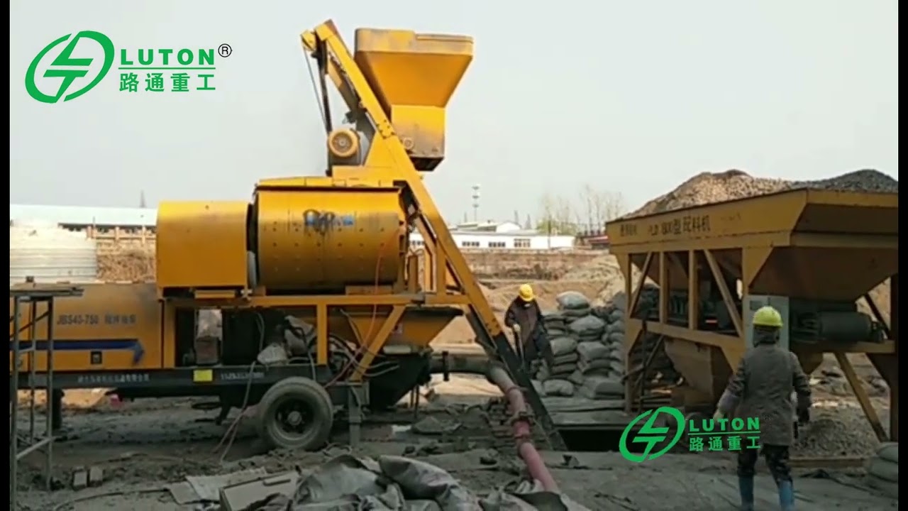 LUTON Electric Concrete  Pump with Twin Shaft Mixer JS500/JS750