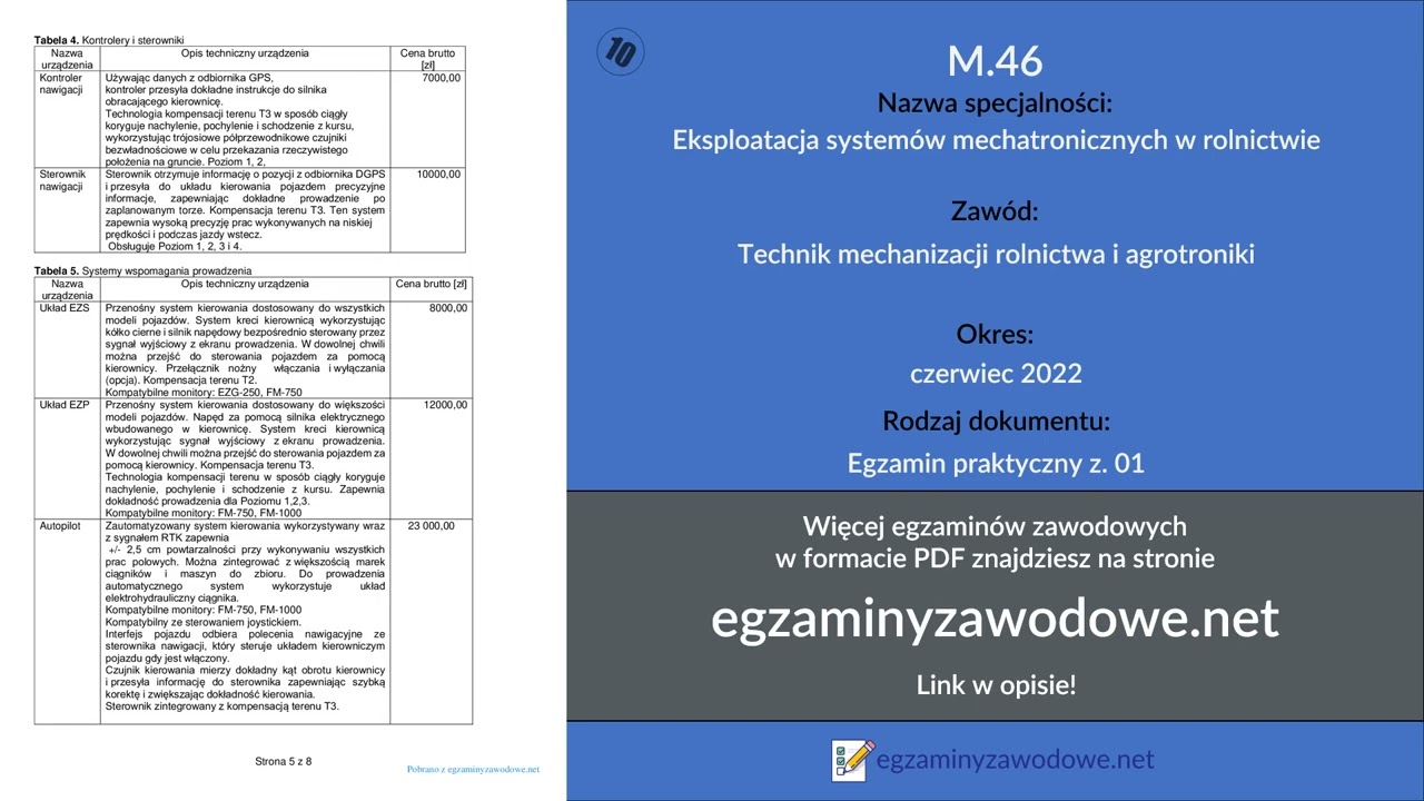 Egzamin zawodowy praktyczny z. 01 M.46, czerwiec 2022