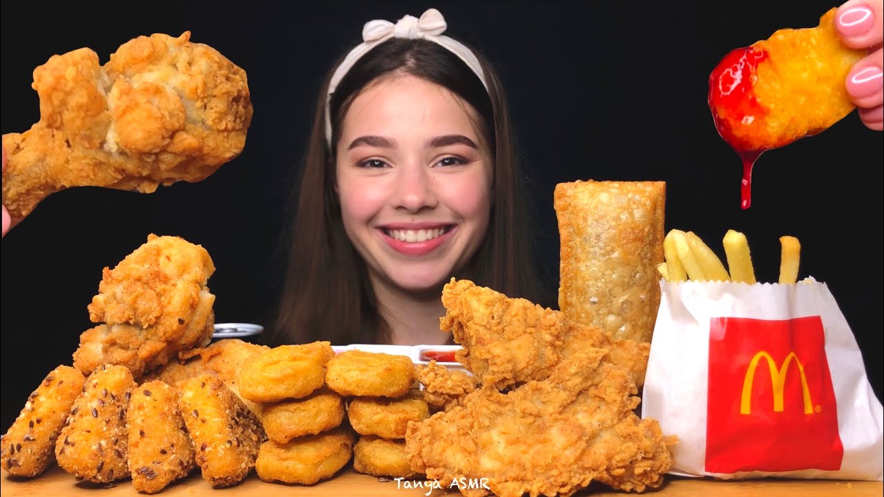 ASMR MCDONALDS VS KFC, CAMEMBERT BITES, NUGGETS, CHERRY PIE, FRIES MUKBANG 먹방